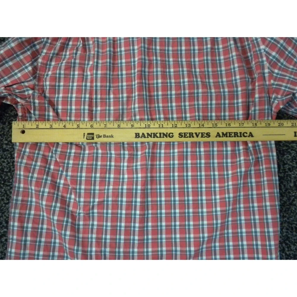 J‎ Crew Flex Washed Shirt Mens M Red Blue Plaid Slim Fit Button Down Ivy Preppy